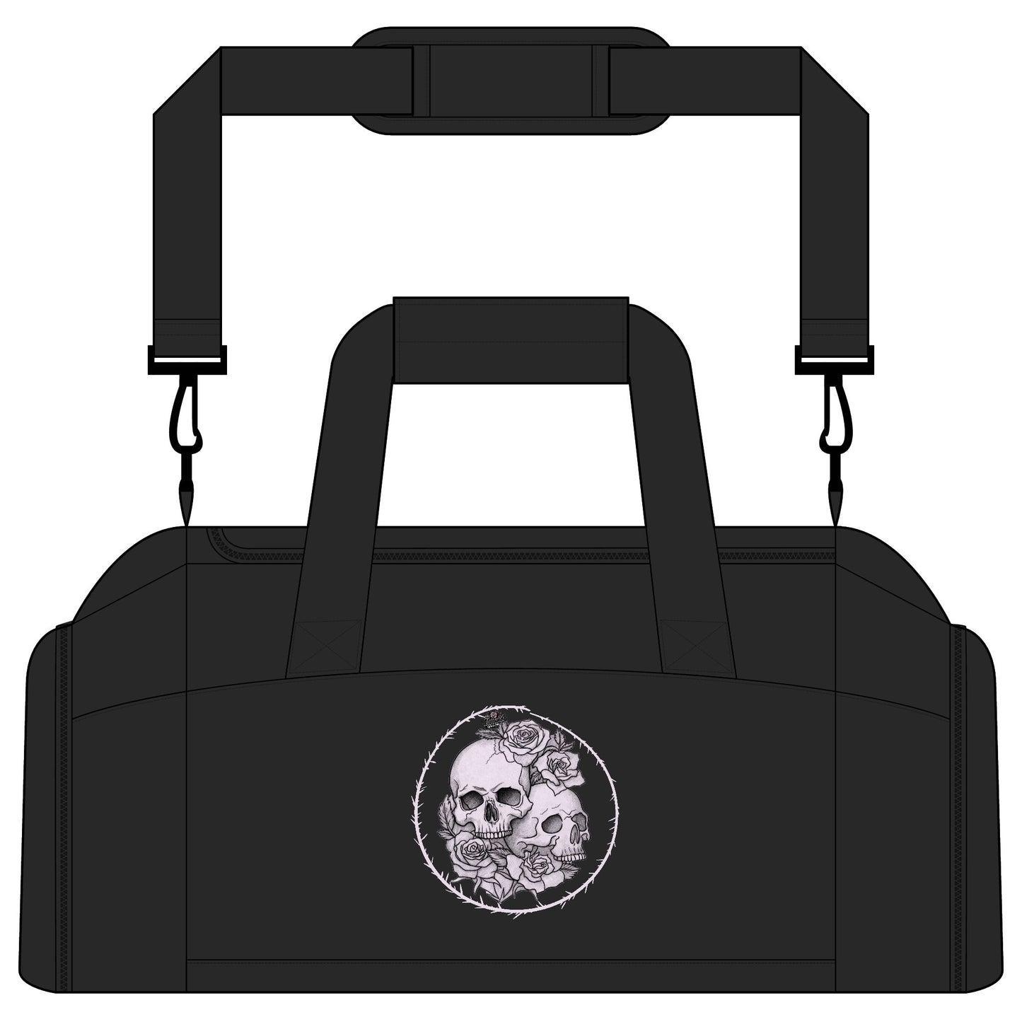 Roses Skull Pair - Gym Bag — Floral Skull Duffle for Gym, Travel & Fitness