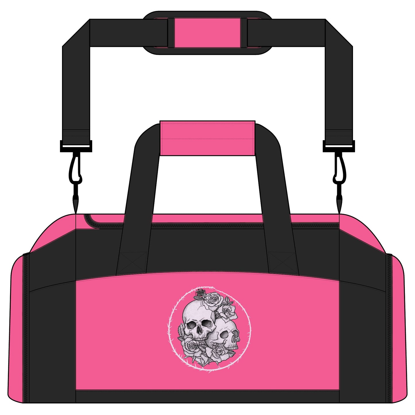 Roses Skull Pair - Gym Bag — Floral Skull Duffle for Gym, Travel & Fitness