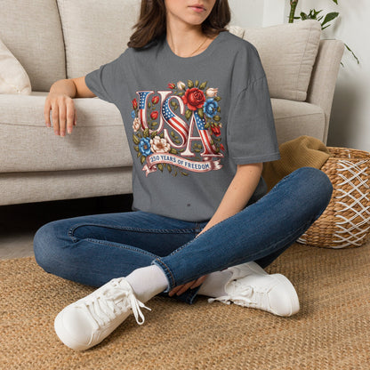 Floral USA 250th T-Shirt — Happy Birthday America