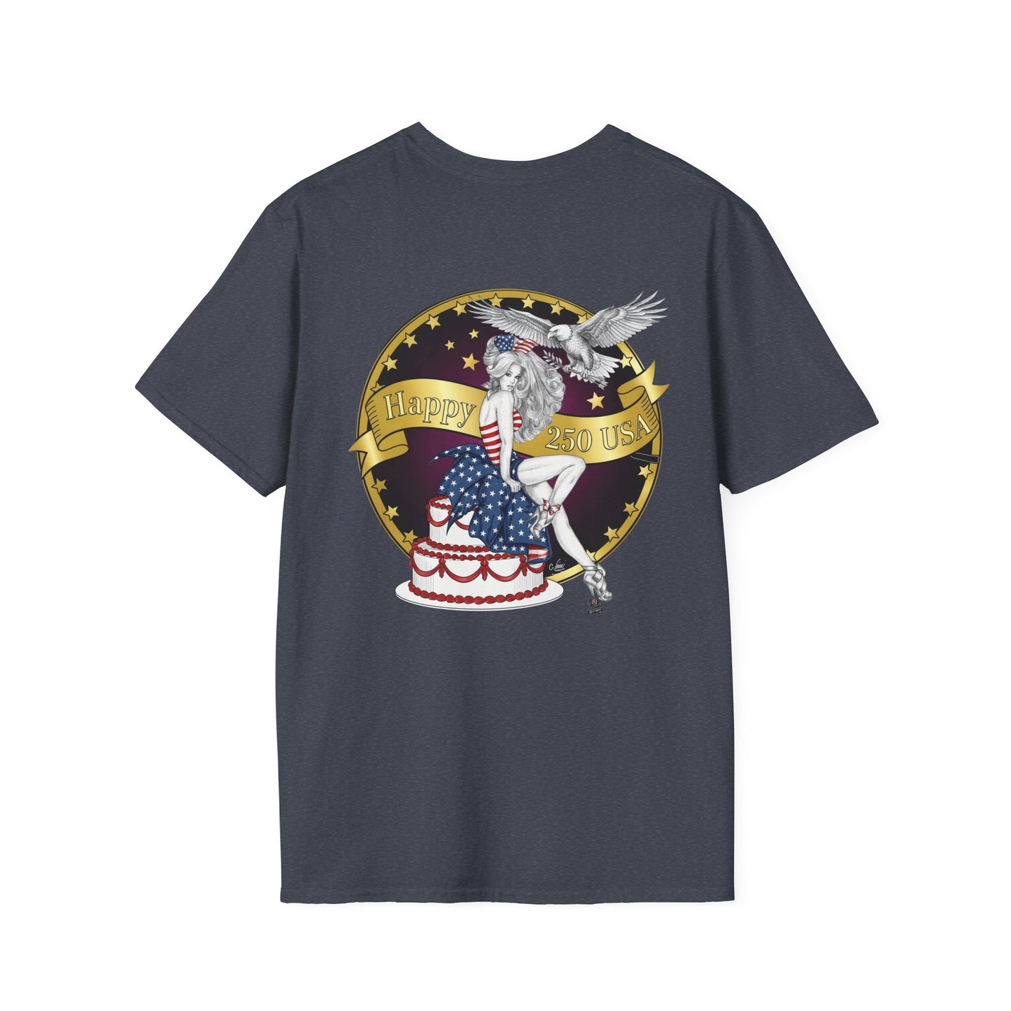 Eagle Tattoo T-Shirt with Flag & Lady Liberty – Happy 250th Birthday USA