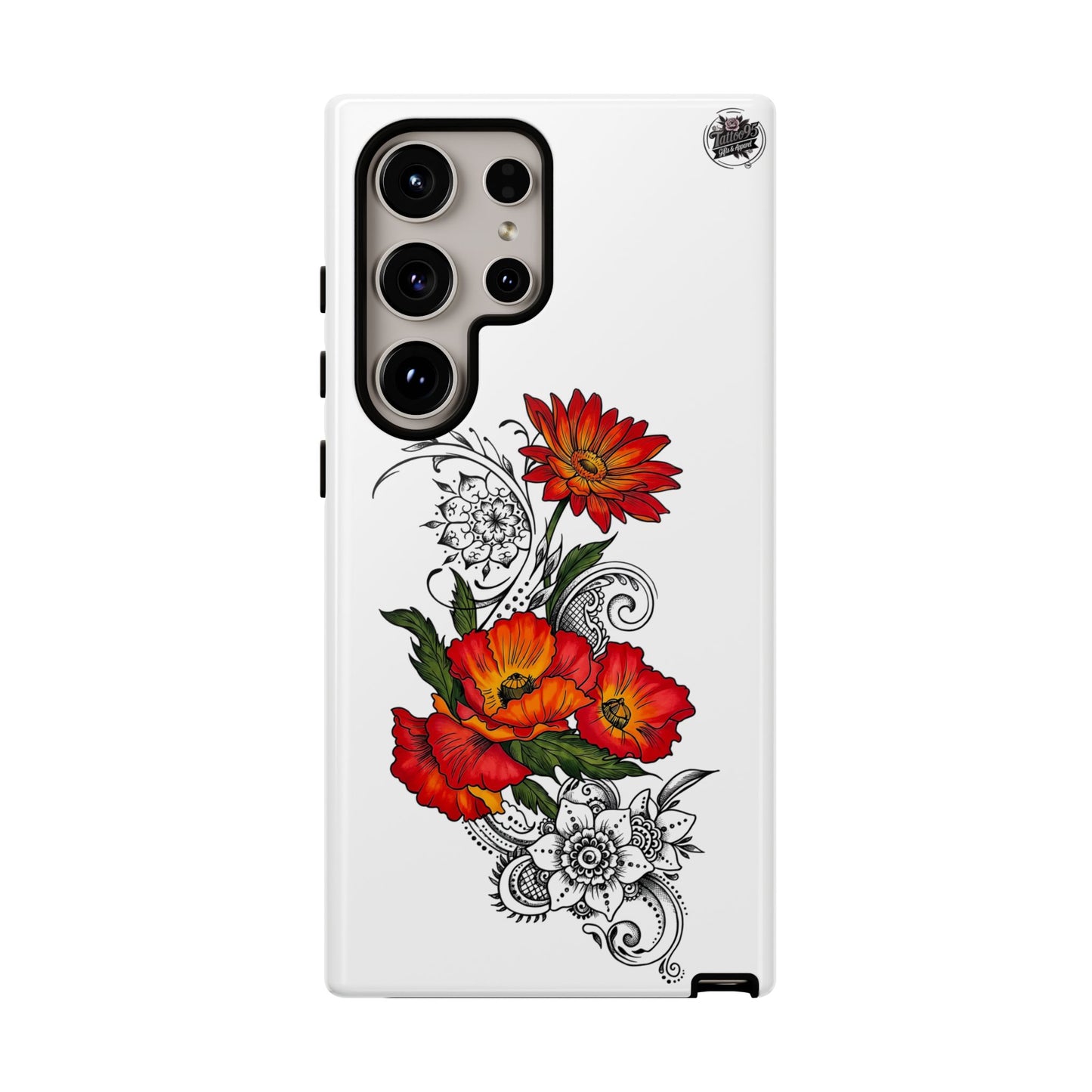 Floral Red Poppy - Tough Galaxy Phone Case Series S10-S25 Series