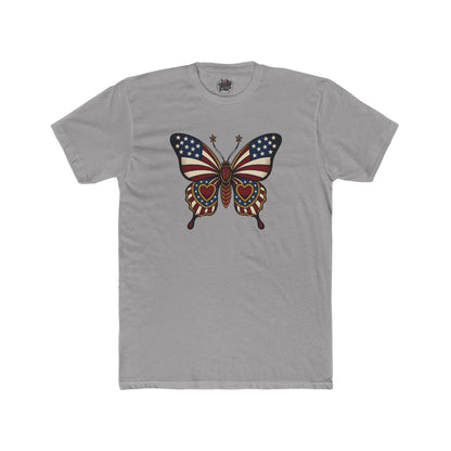 Butterflies Are Free US Flag Graphic Tee — Patriotic Butterfly Crew Tee