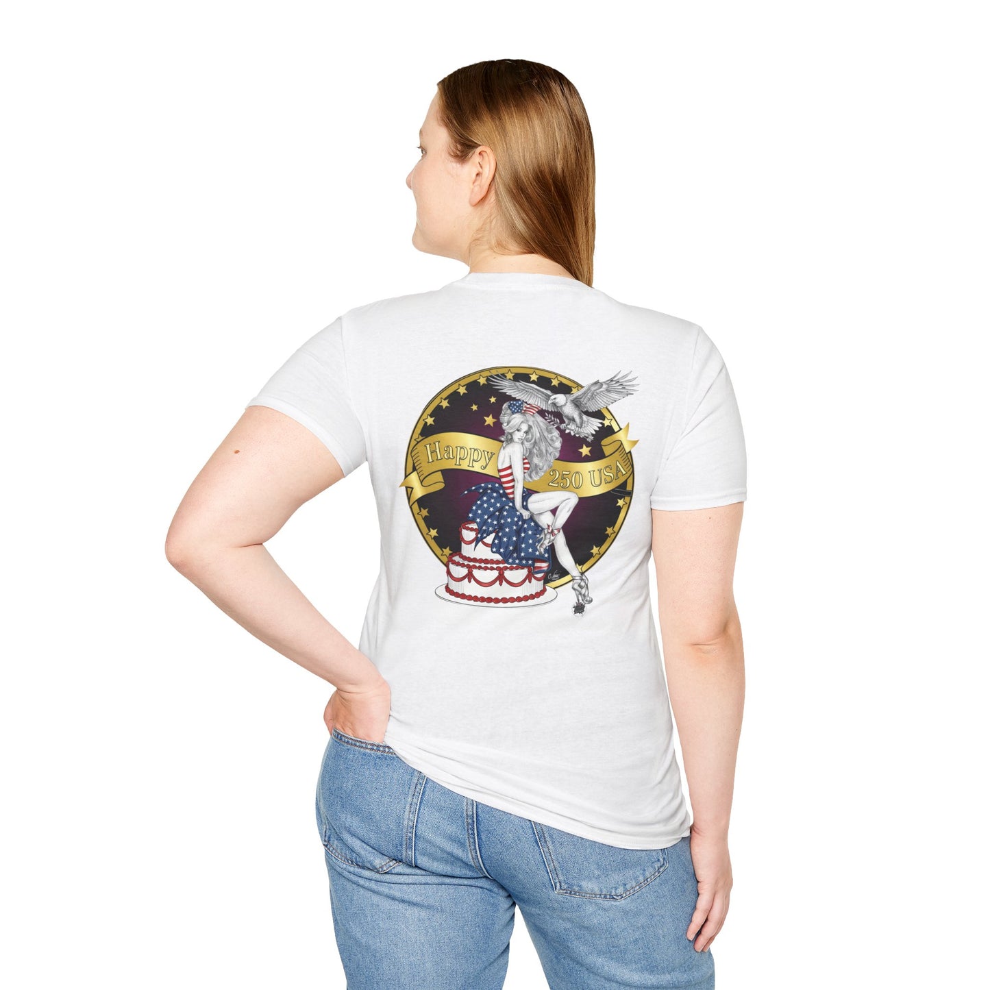 Eagle Tattoo T-Shirt with Flag & Lady Liberty – Happy 250th Birthday USA