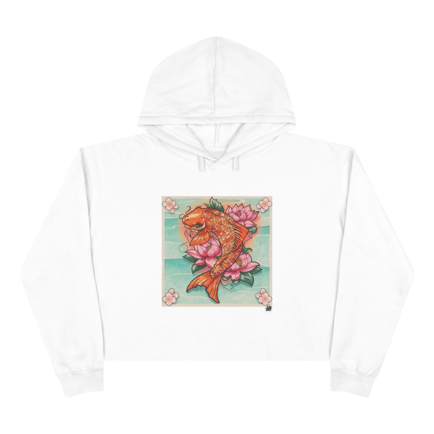 Girly Koi Pink Lotus Tattoo - Crop Hoodie (6 Colors) -- Original Tattoo Artwork