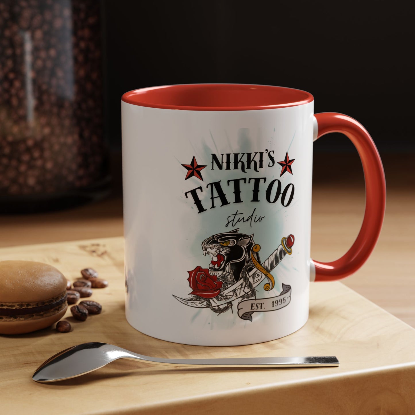 Nikki's Tattoo Studio Collection - Panther Dagger Rose - Ceramic Mug