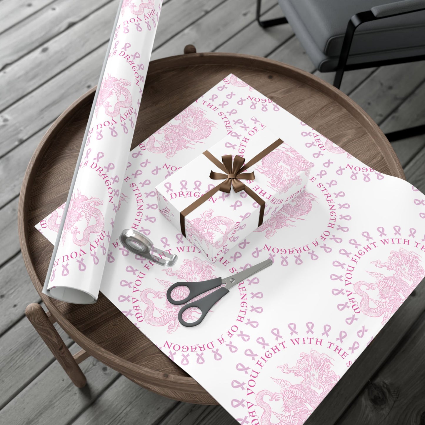 Dragon Strength Gift Wrap Paper — "May You Fight With the Strength of a Dragon" Tattoo Artwork