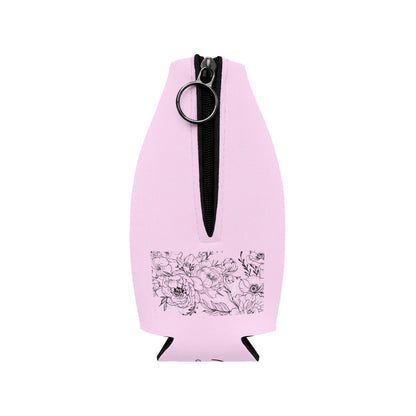 Flowing Geisha Zip-Up Bottle Cooler Sleeve — Insulated Glass Bottle Koozie for Weddings & Events