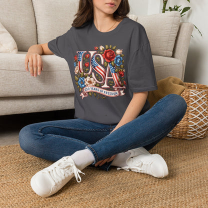 Floral USA 250th T-Shirt — Happy Birthday America
