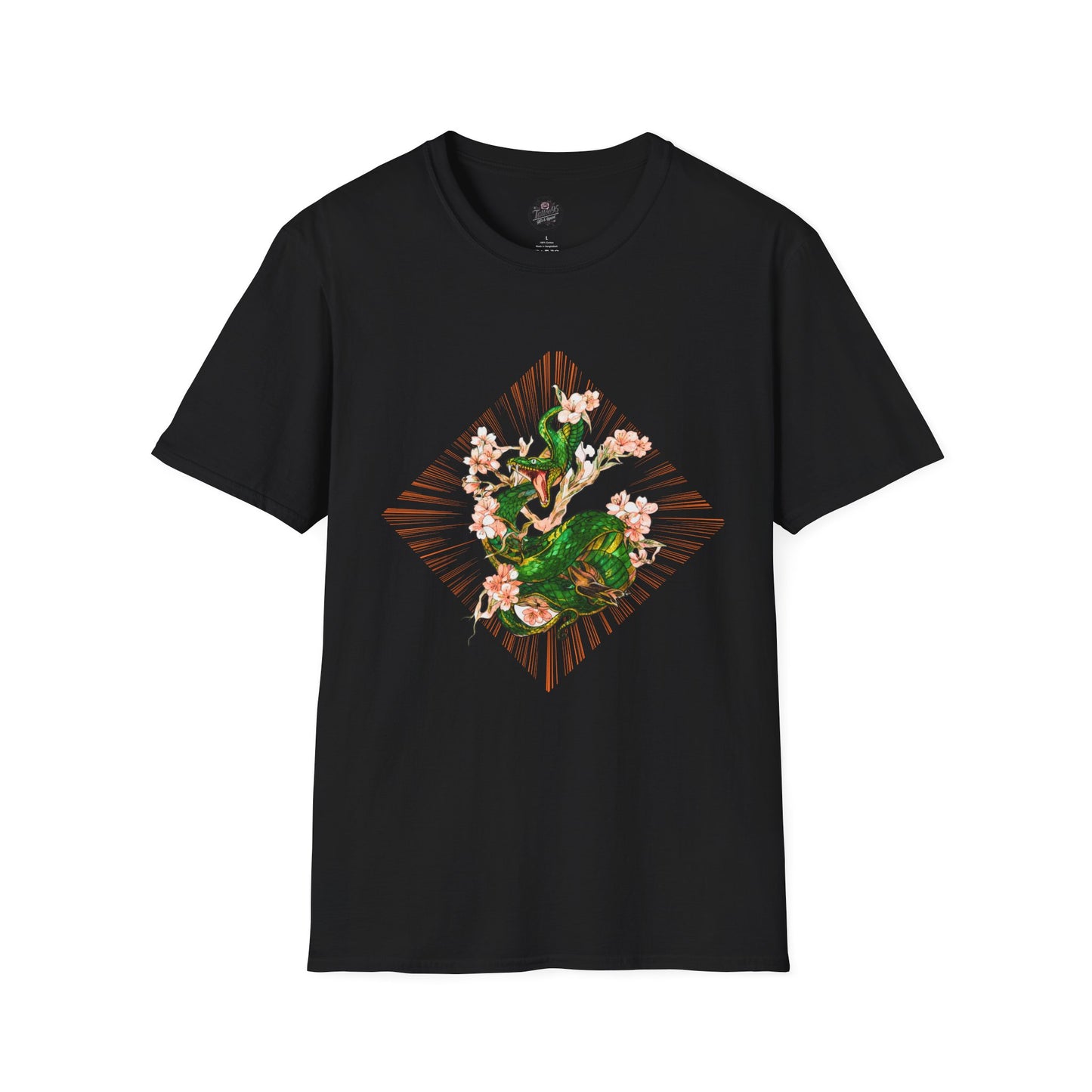 Snake and Cherry Blossoms - Unisex Softstyle T-Shirt