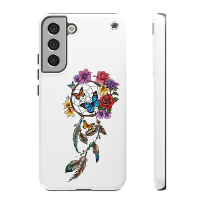 Dreamcatcher &  Butterflies White — Tough Galaxy S10-S25 Series Protective Cover