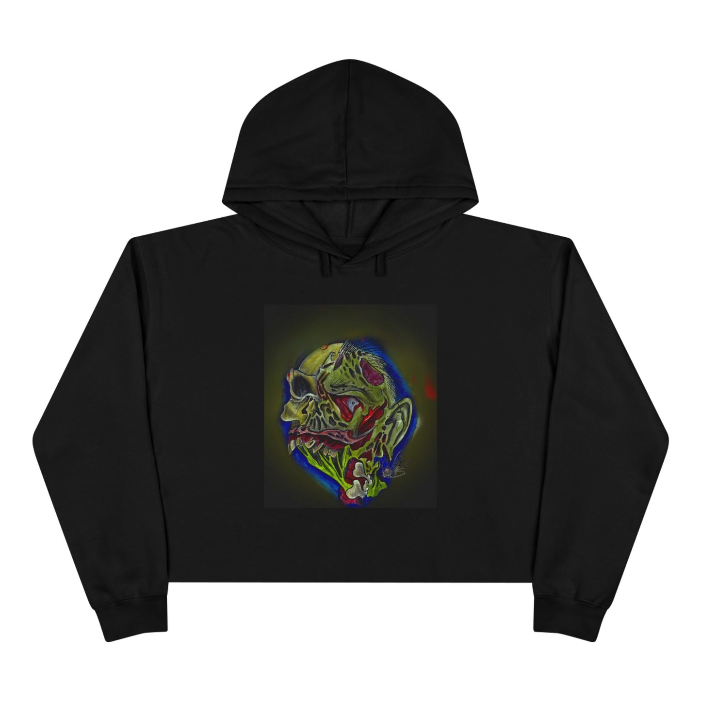 Zombie King of the Dead Cropped Hoodie — Ladies Cropped Hooded Sweatshirt