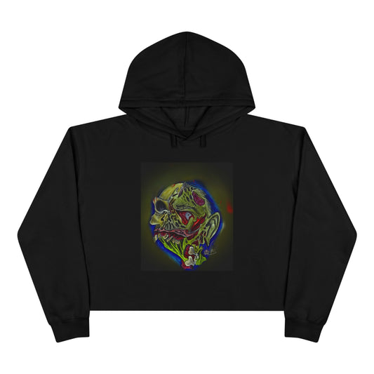 Zombie King of the Dead Cropped Hoodie — Ladies Cropped Hooded Sweatshirt