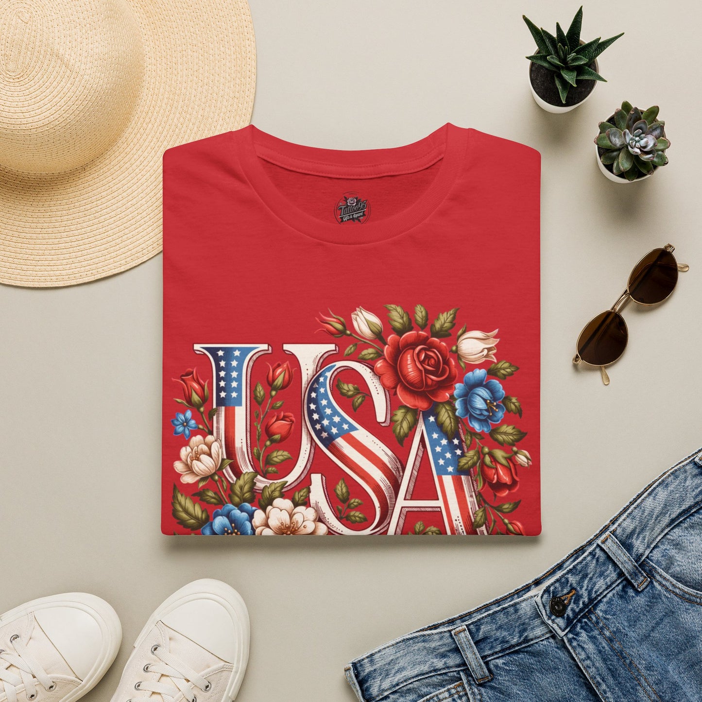 Floral USA 250th T-Shirt — Happy Birthday America