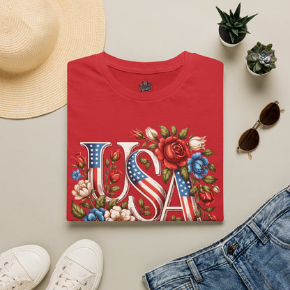 Floral USA 250th T-Shirt — Happy Birthday America