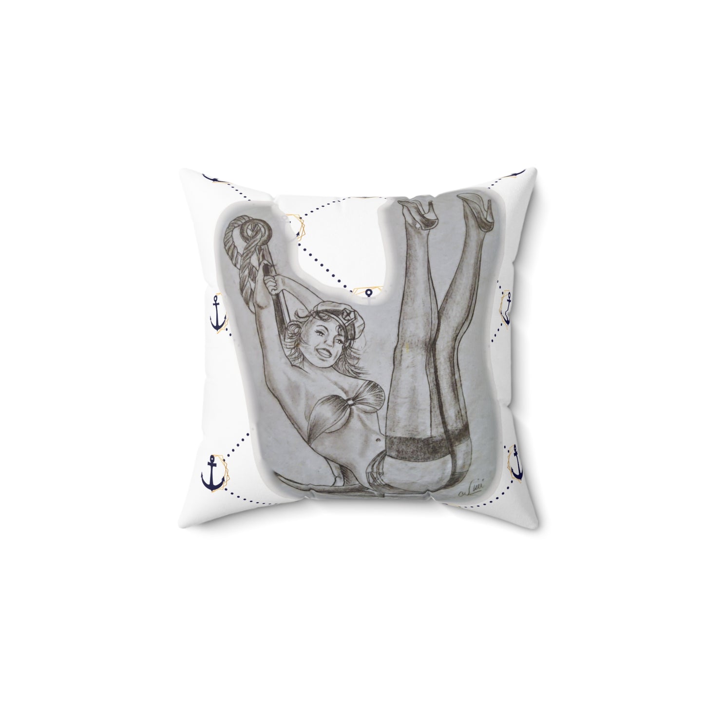 Vintage Sailor Girl Artwork - Pillow
