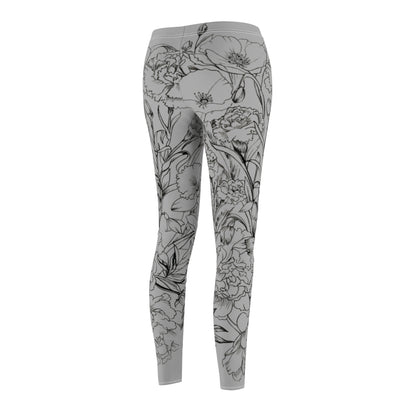 Floral Sketch Leggings — Women's All-Over Print Casual Yoga Leggings