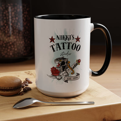 Nikki's Tattoo Studio Collection - Panther Dagger Rose - Ceramic Mug