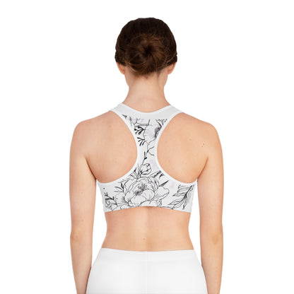 Peonies Tattoo Artwork - Sports Bra