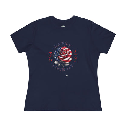 Happy 250th America A Birthday Rose - Women’s Plain Jersey T-Shirt