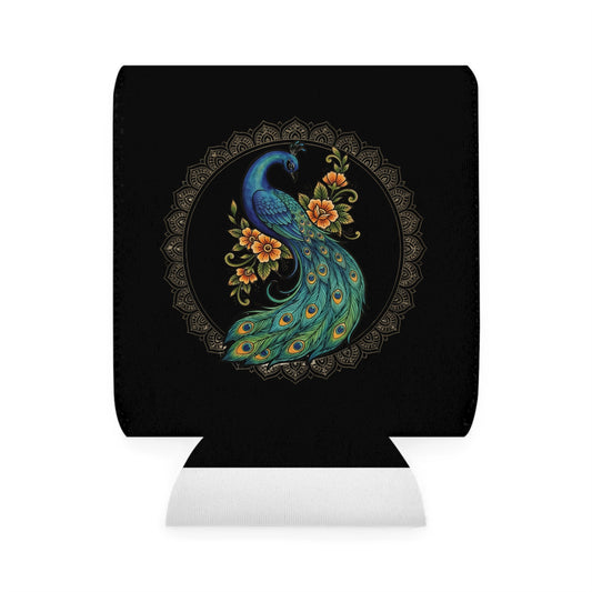 Floral Peacock Mandala - Can Cooler Sleeve — Neoprene 12 oz Insulator