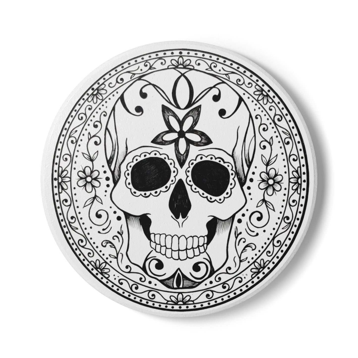 Sugar Skull - Ceramic Coaster — Day of the Dead Decorative Drink Coaster