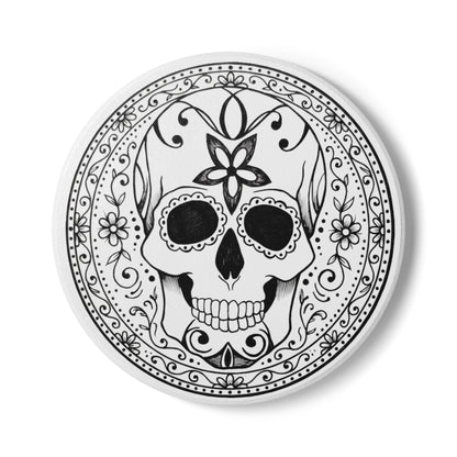 Sugar Skull - Ceramic Coaster — Day of the Dead Decorative Drink Coaster