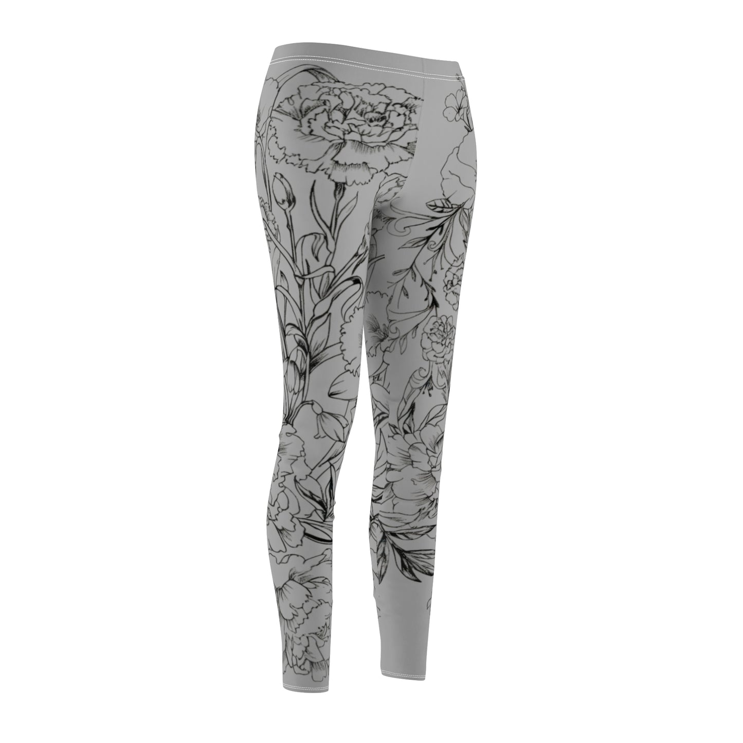 Floral Sketch Leggings — Women's All-Over Print Casual Yoga Leggings