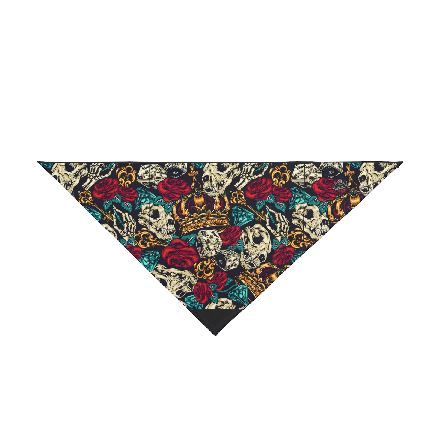 Skull & Roses Crown Pet Bandana — Edgy Rocker Dog Scarf