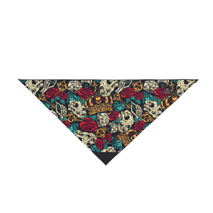 Skull & Roses Crown Pet Bandana — Edgy Rocker Dog Scarf