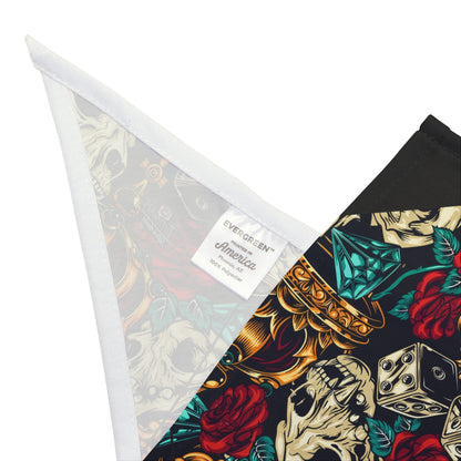 Skull & Roses Crown Pet Bandana — Edgy Rocker Dog Scarf