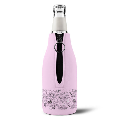 Flowing Geisha Zip-Up Bottle Cooler Sleeve — Insulated Glass Bottle Koozie for Weddings & Events