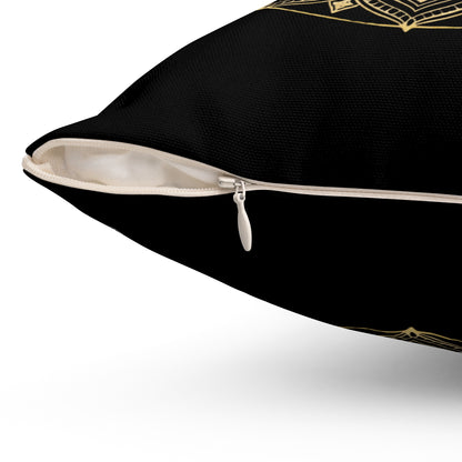 Red & Gold Moth Tattoo Pillow — Spun Polyester Decorative Black