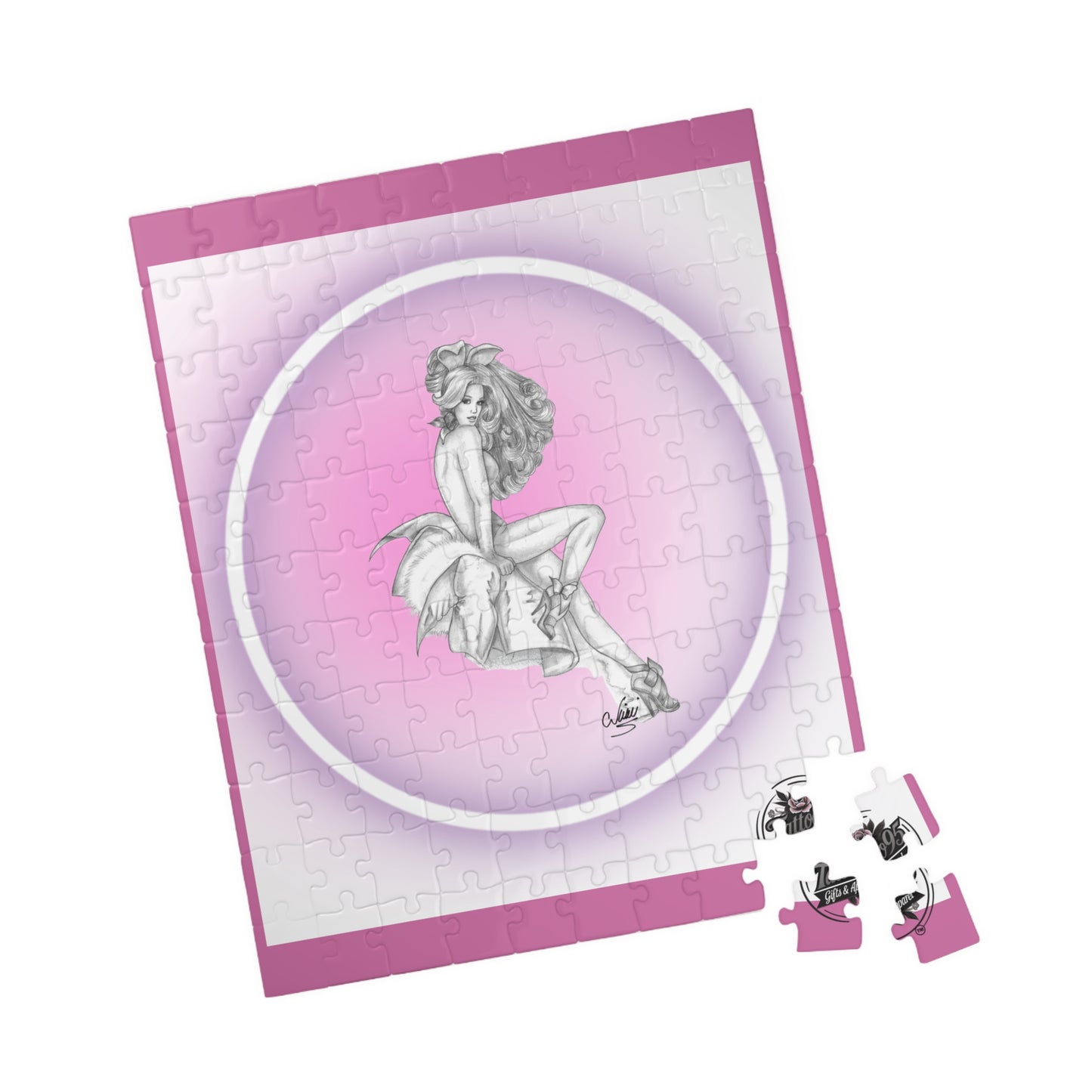 Pretty Bunny Vintage Artwork - Jigsaw Puzzle — PIECES are 110, 252 and 520 Glossy Finish