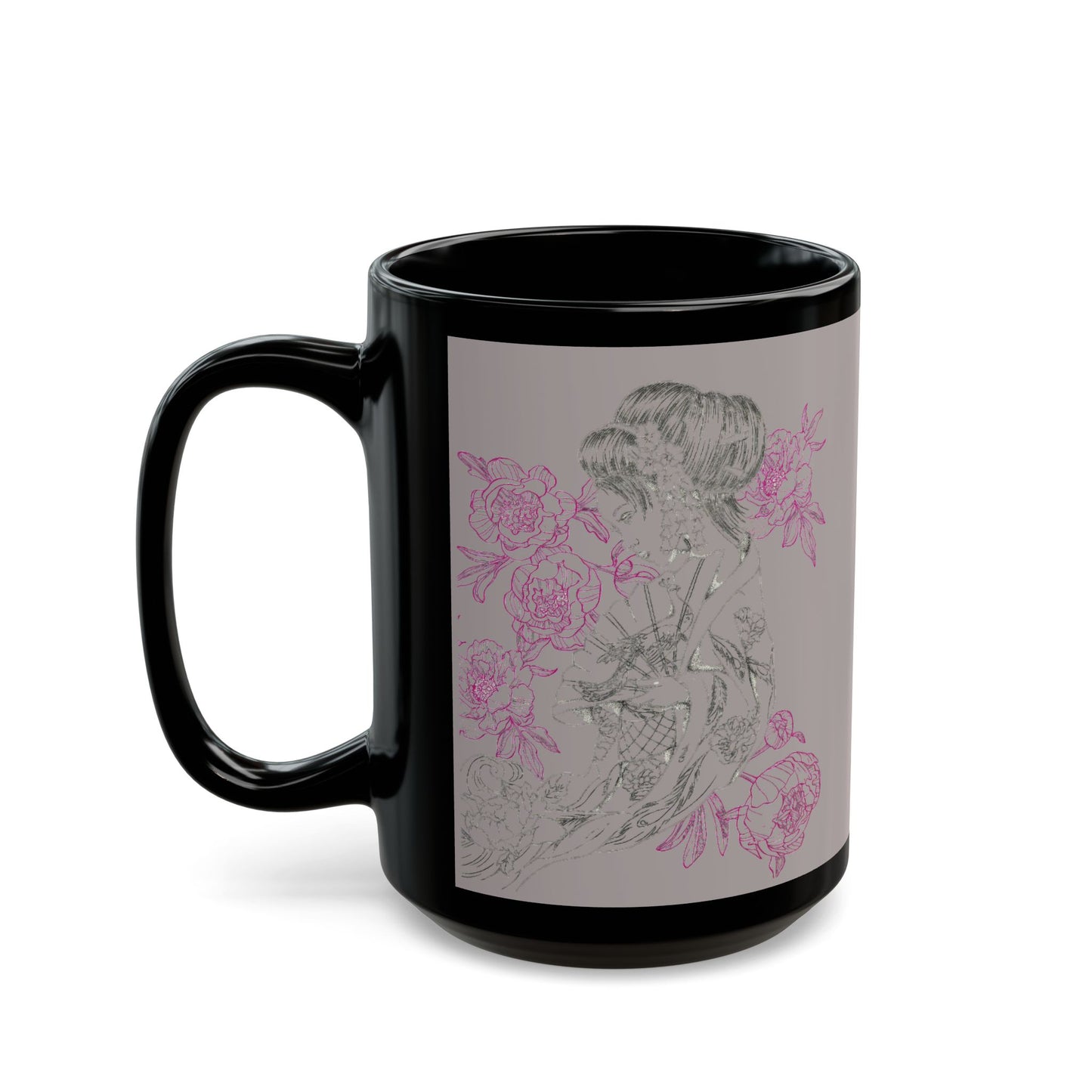 Flowing Geisha Tattoo - Coffee Mug — 11oz & 15oz - Choose Background Color