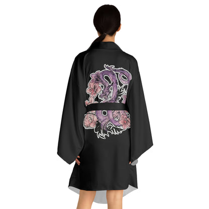 Dragon Orchids - Kimono Robe — Silk-Touch Mid-Length Tattoo Print