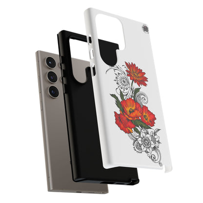 Floral Red Poppy - Tough Galaxy Phone Case Series S10-S25 Series