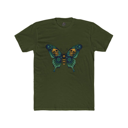 Butterfly Skulled Wings - Crew Tee — Blue Graphic 'Quiet Promise' Cotton Tee