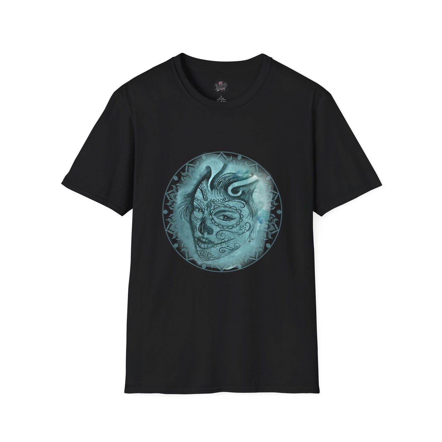 Beautiful Face Tattoo Art - Gildan Black T-Shirt — Artistic Portrait Graphic Tee