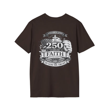 Patriotic '250 Years of Faith in the USA' T-Shirt — Happy Birthday America