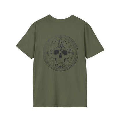 Skull Flower Mandala Trio - Green T-Shirt — Sugar Skull Back Medallion