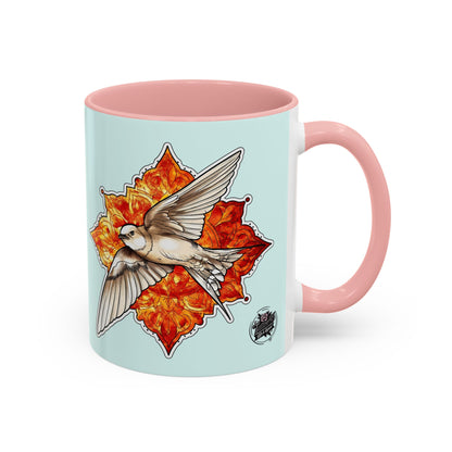 Swallow & Autumn Leaf Accent Coffee Mug — Ceramic Bird Lover Gift (11/15oz)