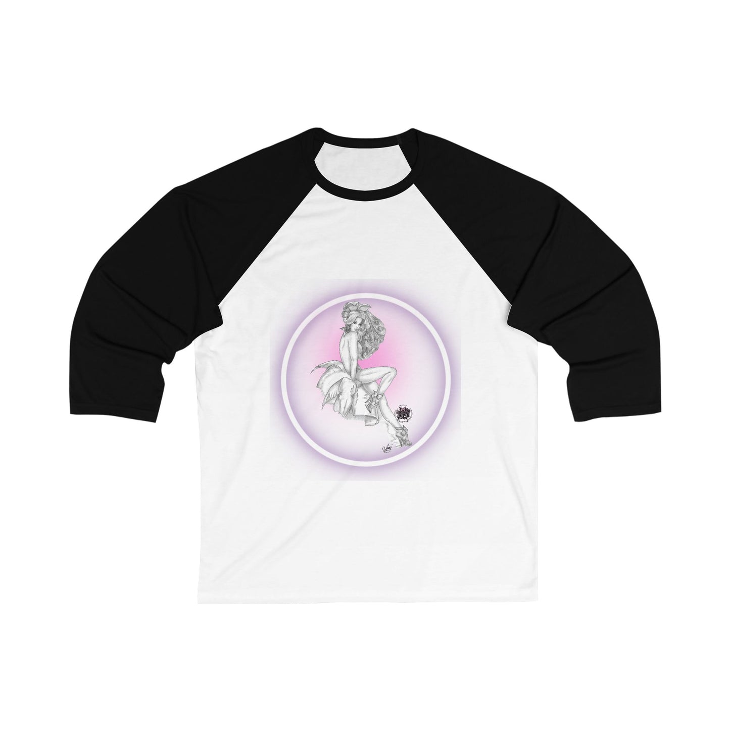 Baseball Tee — Retro Pinup Moon Girl 3/4 Sleeve Raglan