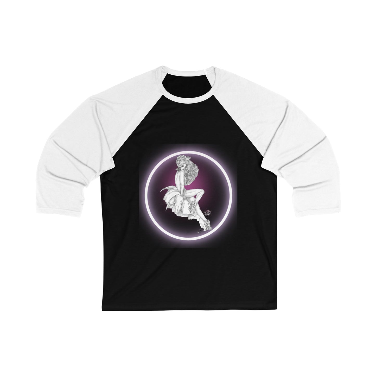 Baseball Tee — Retro Pinup Moon Girl 3/4 Sleeve Raglan