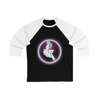 Baseball Tee — Retro Pinup Moon Girl 3/4 Sleeve Raglan