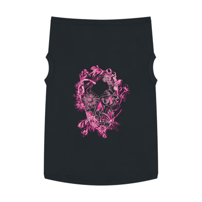 Floral Skull and Dragonfly Tattoo Art (Pink) - Black Pet  Tank Top – White Pet Tank Top