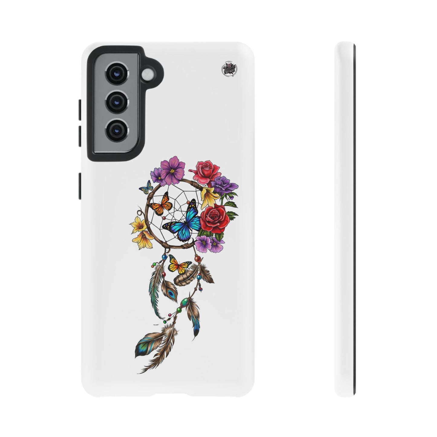 Dreamcatcher &  Butterflies White — Tough Galaxy S10-S25 Series Protective Cover
