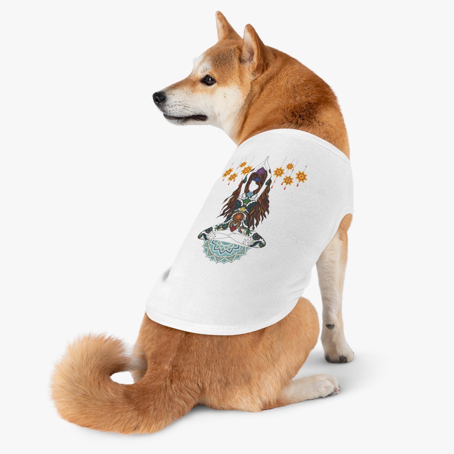 Yoga Goddess Meditation Lotus - Pink Pet  Tank Top – White Pet Tank Top