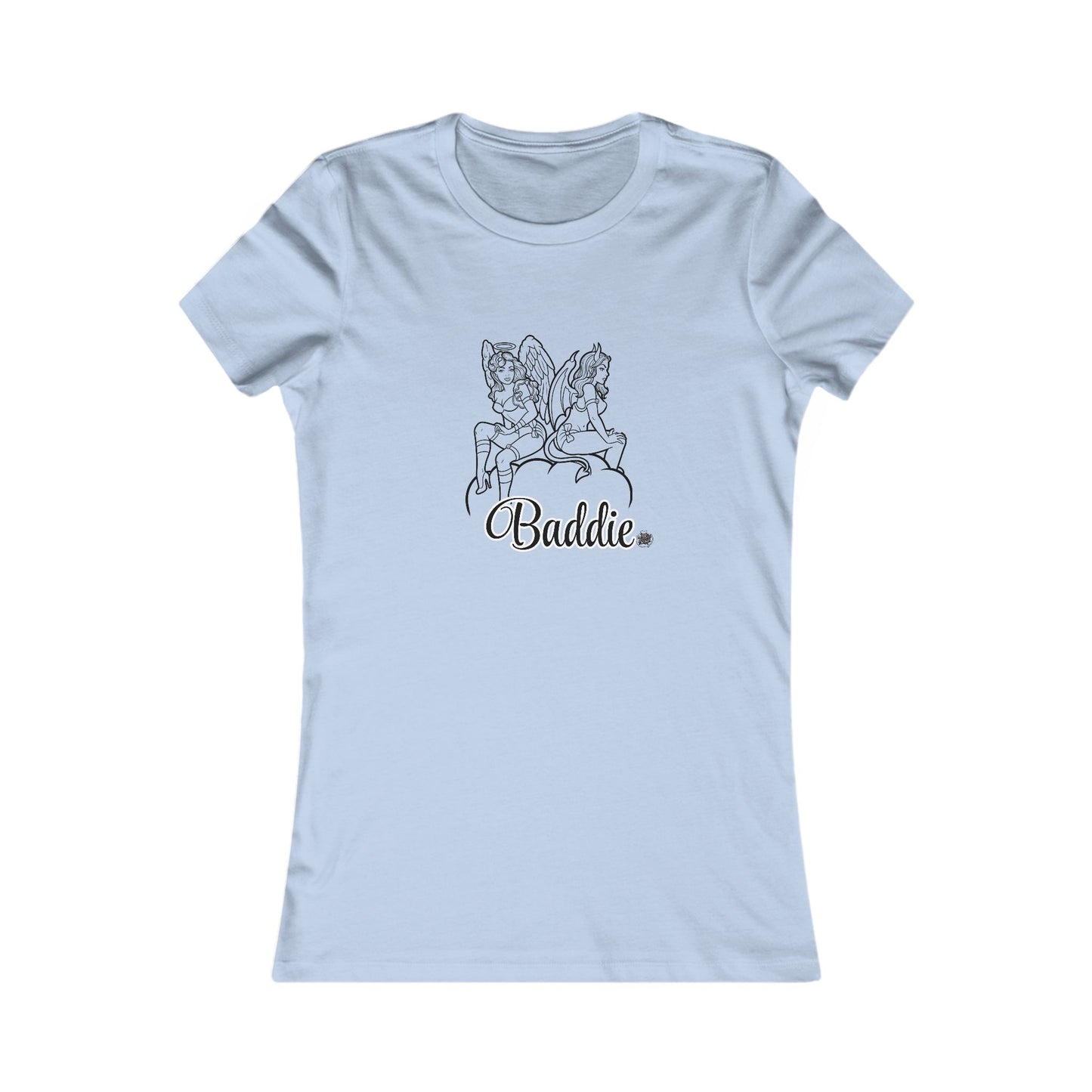 Baddies Women's Favorite Tee — Slim-Fit Ribbed Collar Graphic Tee