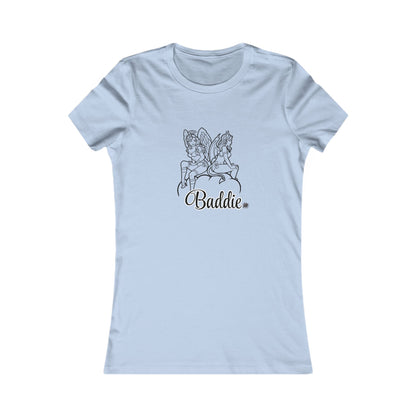 Baddies Women's Favorite Tee — Slim-Fit Ribbed Collar Graphic Tee