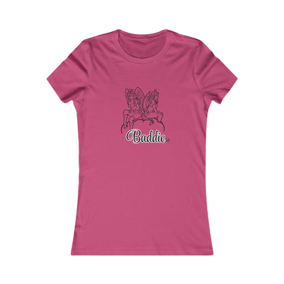 Baddies Women's Favorite Tee — Slim-Fit Ribbed Collar Graphic Tee